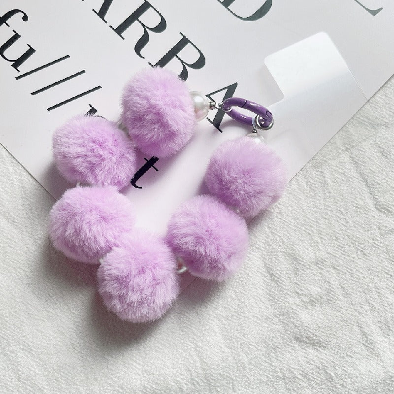 Beaded Ball Pearl Pom Pom Wristlet Keychain Colorful Pastel Neutrals 7