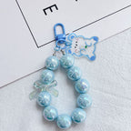 Acrylic Beaded Rabbit and Bear Keychain with Translucent Bow Charm 8