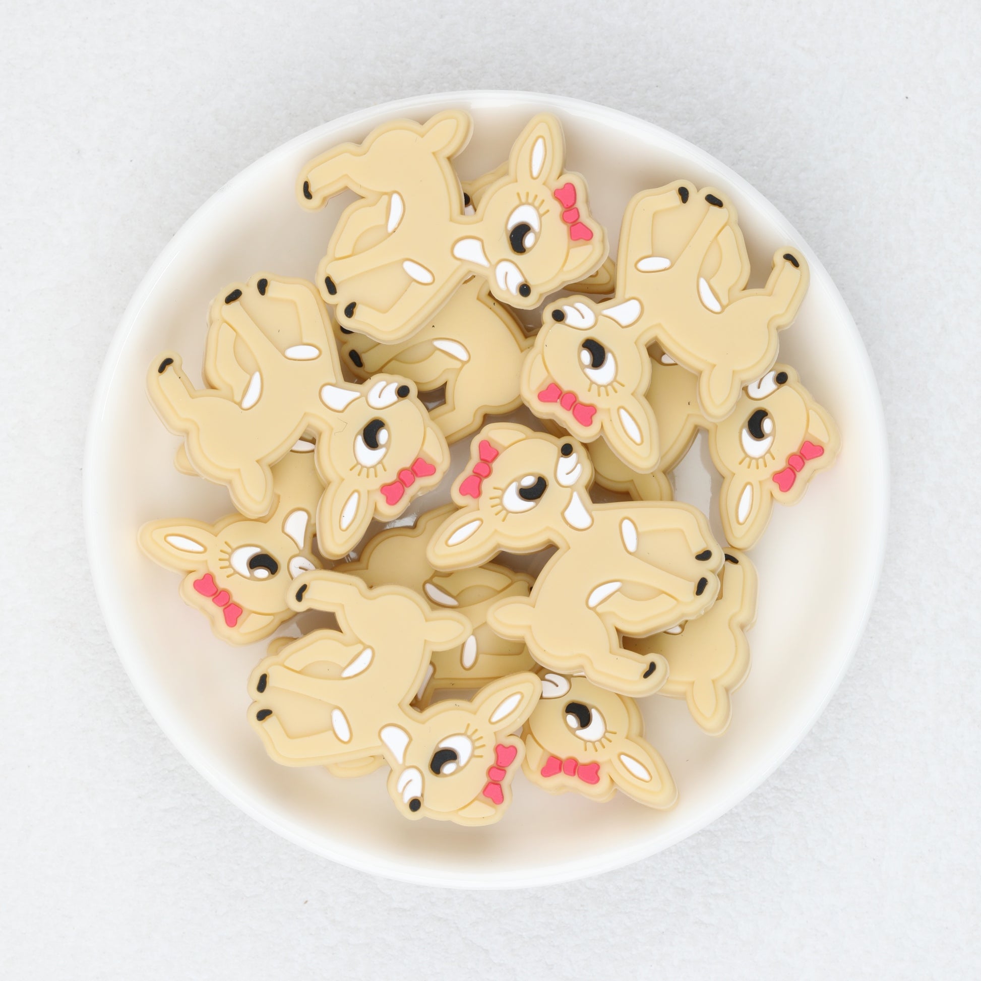 Cute Deer with Bow Silicone Focal Beads 20 pcs 2