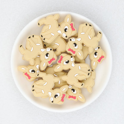 Cute Deer with Bow Silicone Focal Beads 20 pcs 2