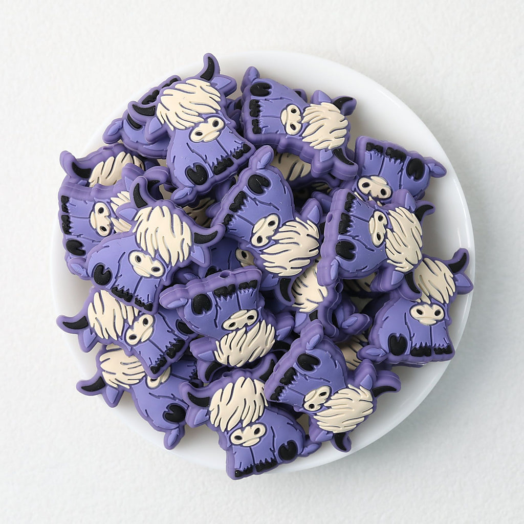 Highland Cow Silicone Focal Beads Colorful 20pcs
