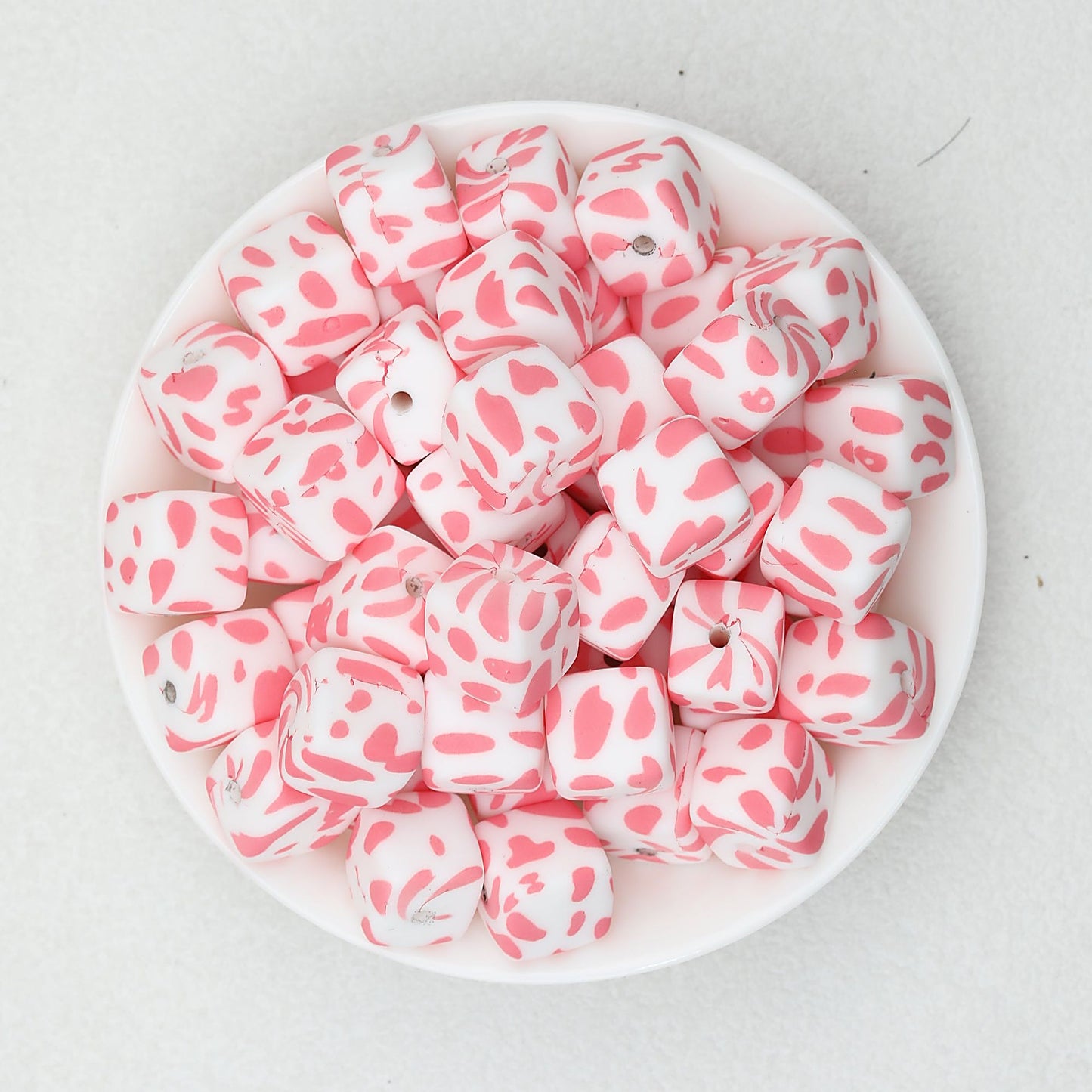 13.5mm Square Leopard Print Silicone Beads 50pcs - 1