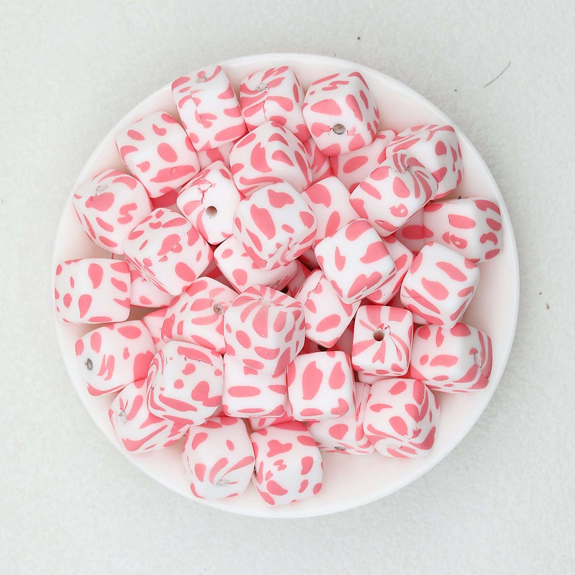 13.5mm Square Leopard Print Silicone Beads 50pcs - 1