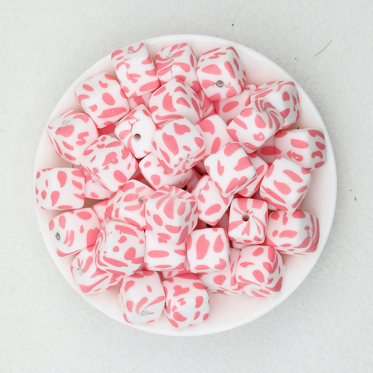13.5mm Square Leopard Print Silicone Beads 50pcs - 1