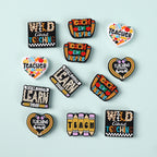 Silicone Focal Beads Teachers Day Heart Shaped Text Motifs 20pcs 5