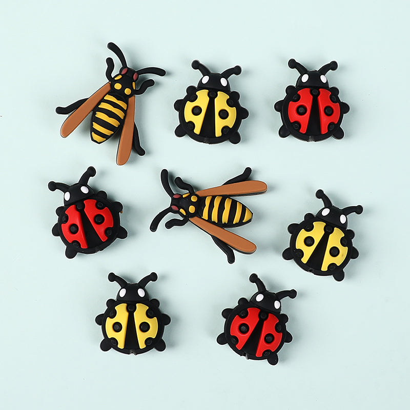 Silicone 3D Focal Beads Ladybug Wasp Insect Detailed Wings and Antennae 20pcs 2