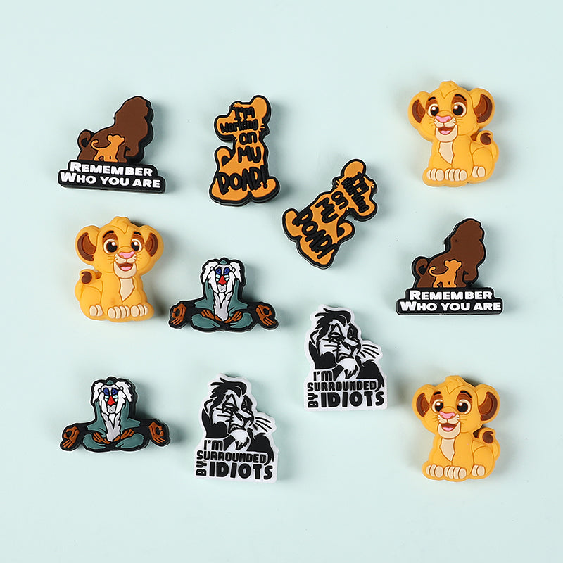 Silicone Focal Beads Lion King Expressions Quotes 20pcs