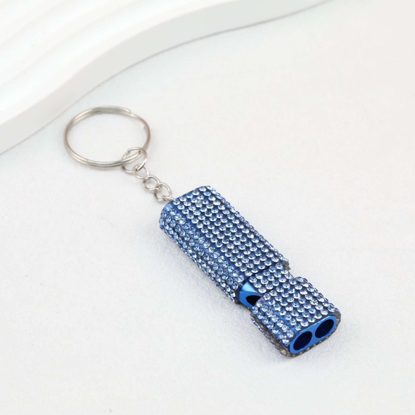 Rhinestone Whistle Keychain Self Defense Colorful Compact
