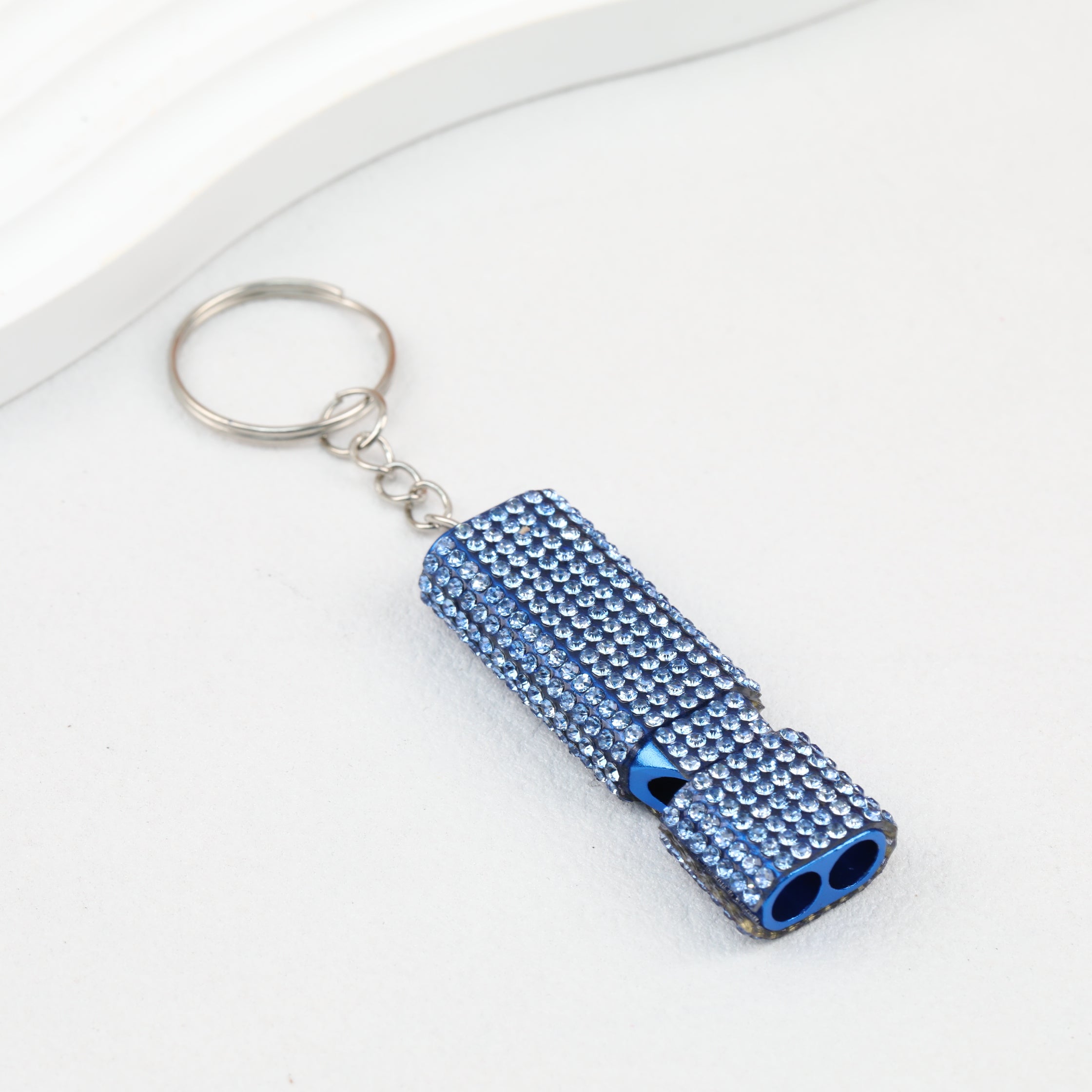 Rhinestone Whistle Keychain Self Defense Colorful Compact
