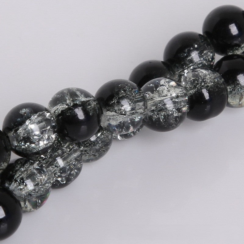Crackle Round Glass Beads 8mm Glossy Fractured Texture Mixed Colors 50pcs 14