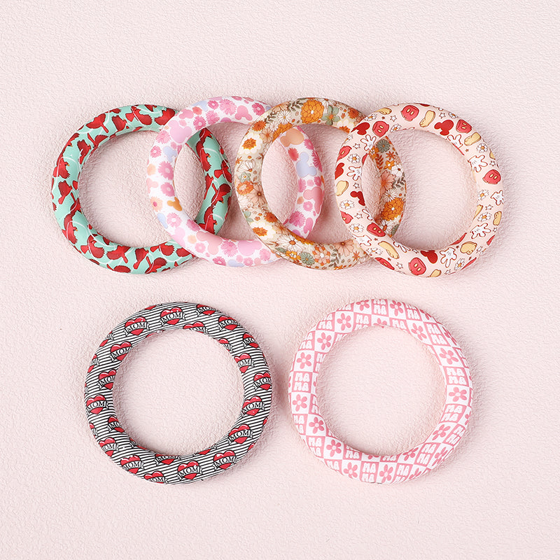 65mm Silicone Beads Printed Designs Vibrant Colors 4