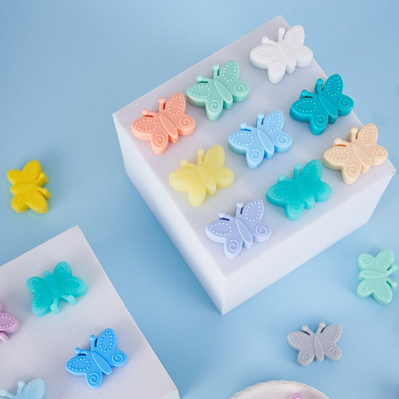 Silicone Focal Beads Butterfly Embossed Wings 20pcs 3