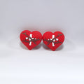 Silicone 3D Focal Beads Valentines Day Cross Carved on Red Heart 20pcs