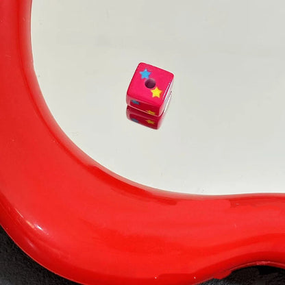 Star Printing Acrylic Square Beads 10mm Two-Color Glossy 20pcs 8