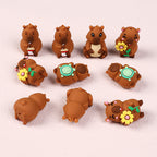 Silicone 3D Focal Beads Capybara Holding Books Flowers Turtles 20pcs