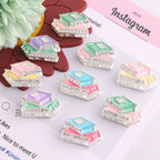 Alloy Rhinestone Stack of Books Beads 23mm 3pcs 4