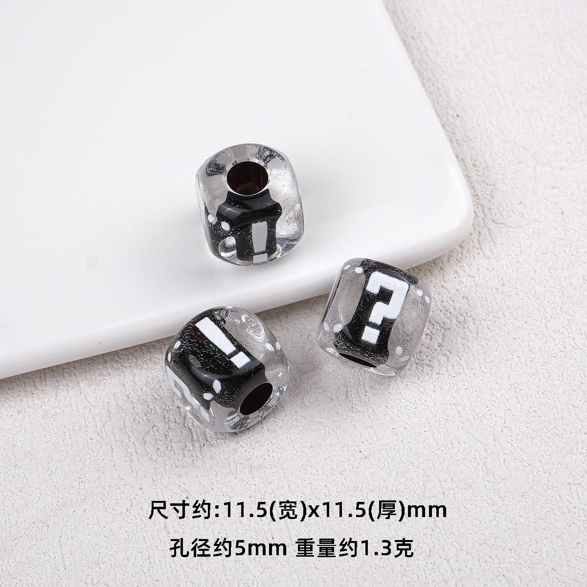 Transparent Dyed Core Acrylic Question Mark Cube Beads 20pcs 11mm 10