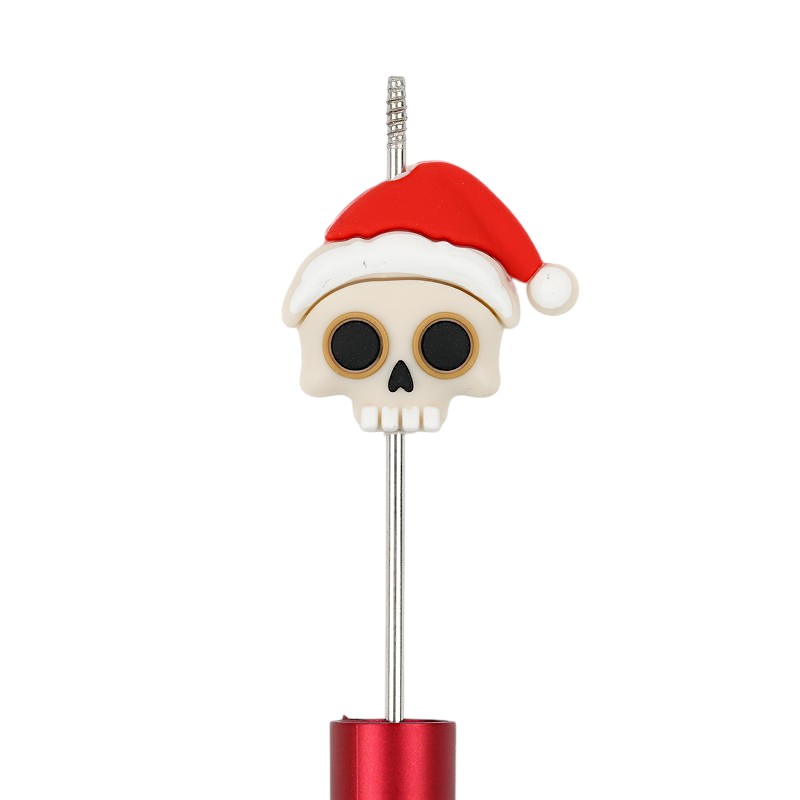 Silicone 3D Focal Beads Christmas Red White Skull Santa Hat 20Pcs 2