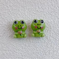Hand Painted Frog Ceramic Beads 15mm Green Yellow Fruit 10pcs 3