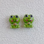Hand Painted Frog Ceramic Beads 15mm Green Yellow Fruit 10pcs 3