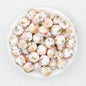 Colorful Floral Pattern 15mm Round Silicone Beads 50pcs - Flower 9