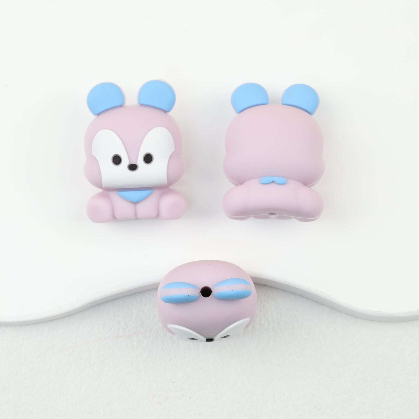 3D Animal Silicone Focal Beads Cute Rabbit Dog Design 20pcs