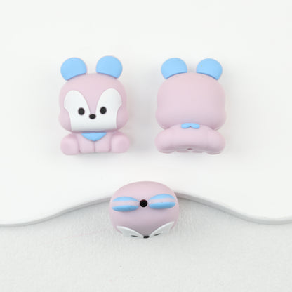 3D Animal Silicone Focal Beads Cute Rabbit Dog Design 20pcs