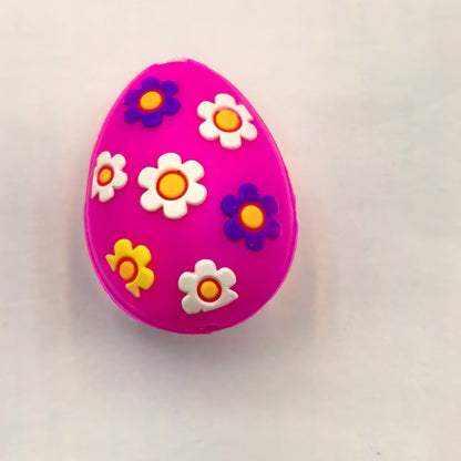 Silicone 3D Focal Beads Easter Egg Four Color Floral Accents 4