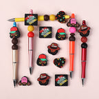 Silicone Focal Beads Black History Queen Wearing Period Hat 20pcs 7