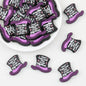 Halloween Witch Hat Silicone Focal Beads Purple Black 20pcs