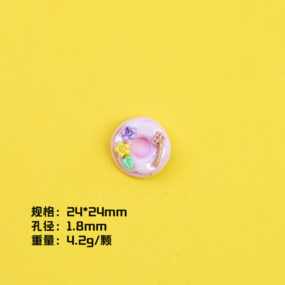 Plating Sweet Bow Doughnuts Resin Beads Glossy Pastel Colors 10pcs 6