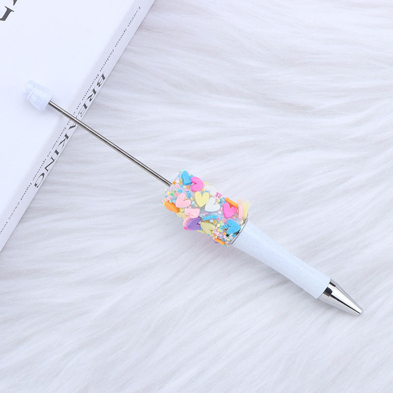 Beadable Pen with Heart Confetti and Rhinestone 7