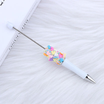 Beadable Pen with Heart Confetti and Rhinestone 7