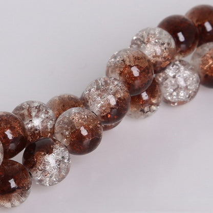 Crackle Round Glass Beads 8mm Glossy Fractured Texture Mixed Colors 50pcs 7