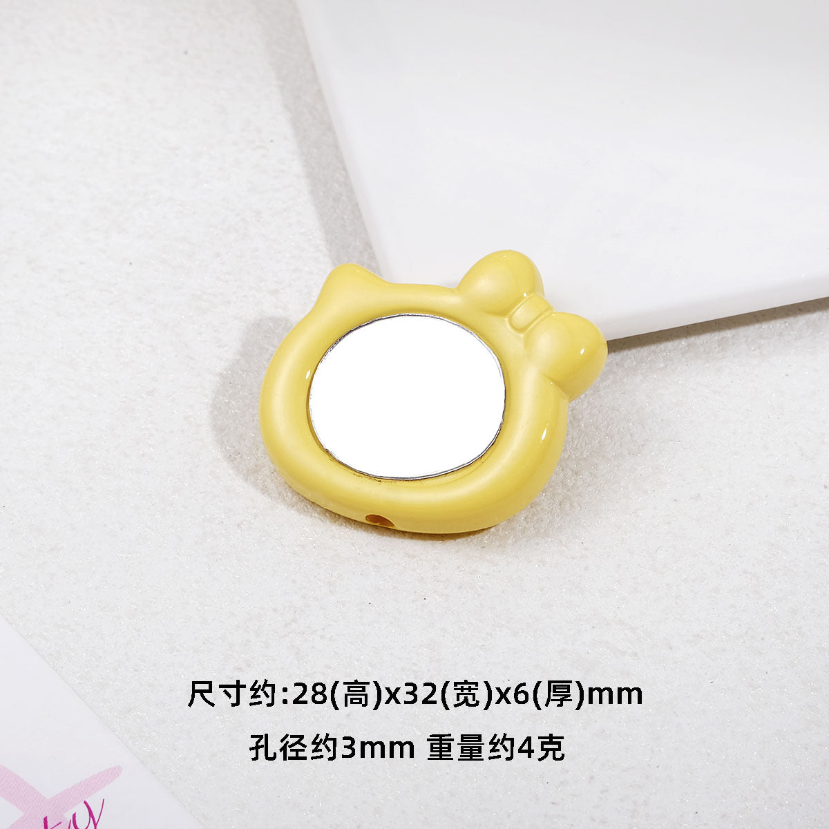 Cat Head Mirror Acrylic Beads 28x32mm Round Flat 10pcs 11