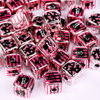 Square Acrylic Beads 14mm Barbie Letter Design 10pcs