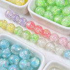 Summer Inspired 16mm Resin Round Beads with Sparkling Sequins 10pcs