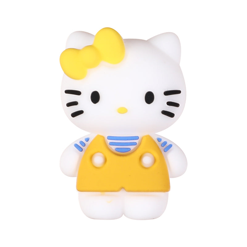 Silicone 3D Focal Beads Hello Kitty Wearing Blue Pink Yellow Clothes 20pcs 10