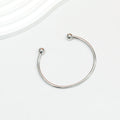 Beadable Bracelet Titanium Steel Electroplated C-Shaped Open Bangle - Small-Steel color