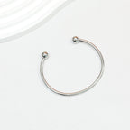 Beadable Bracelet Titanium Steel Electroplated C-Shaped Open Bangle - Small-Steel color
