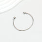 Beadable Bracelet Titanium Steel Electroplated C-Shaped Open Bangle - Small-Steel color