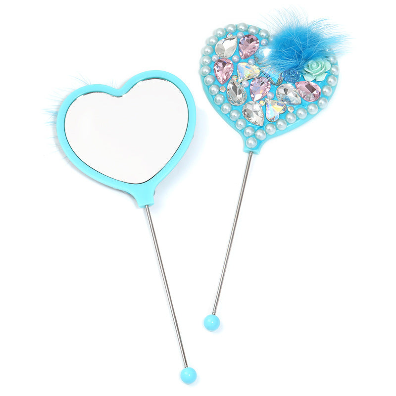 Beadable Heart Shape Handheld Makeup Mirror 34