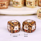 Square Acrylic Beads 14mm Leopard Puppy Pattern 10pcs 2