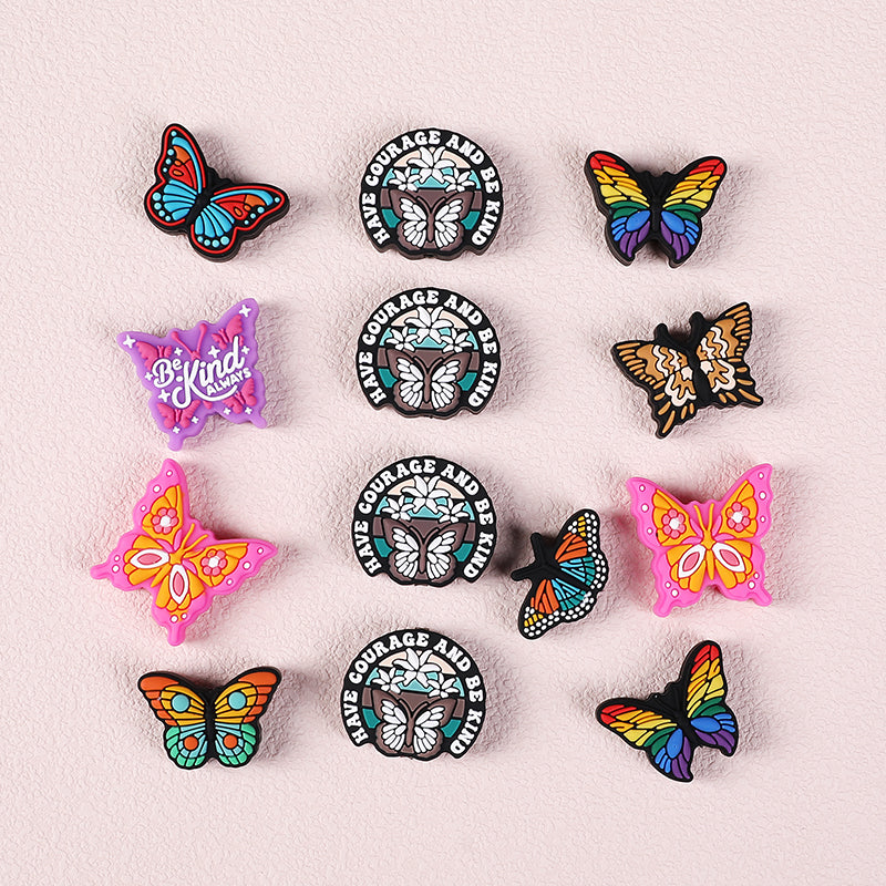 Silicone Focal Beads Butterfly Be Kind Always Purple Phrase Detail 4