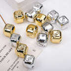 Plating Square Acrylic Beads 15mm Embossed Love Gold Silver 50pcs 2