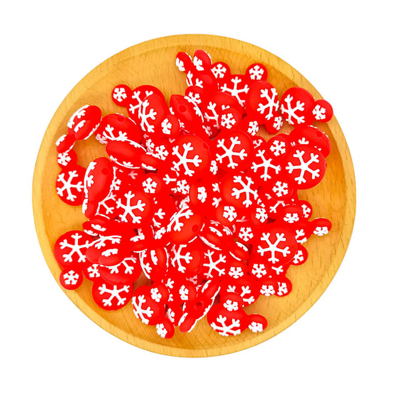 Silicone 3D Focal Beads White Snowflake Mouse Head Winter Design 2