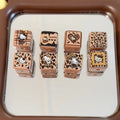 Square Acrylic Beads 14mm Coffee Leopard Print Hello KT 10pcs