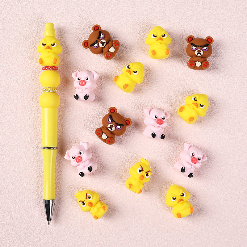 Silicone 3D Focal Beads Angry Animal Front Facing Expression 5