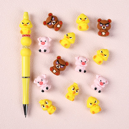 Silicone 3D Focal Beads Angry Animal Front Facing Expression 5