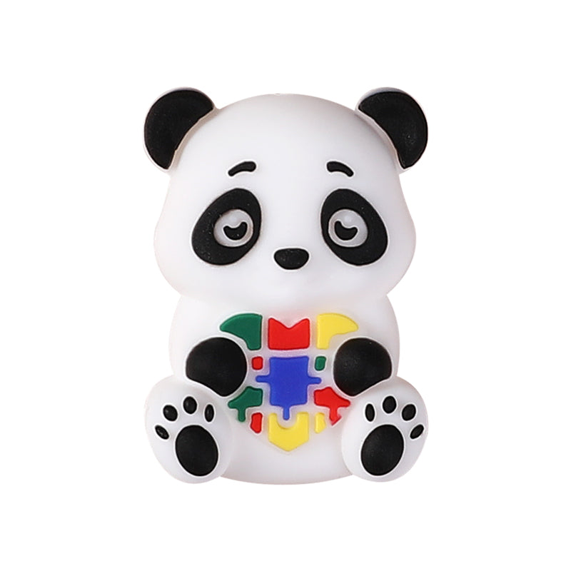 Silicone 3D Focal Beads Autism Pet Love Puzzle Pattern Puppies Panda 16